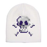 Pixelated Skull Short Acrylic Beanie
