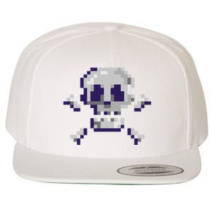 Pixelated Skull Wool Snapback Cap