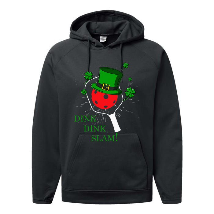 Pickleball St Patricks Day Lucky Pickleball Player Shamrock Performance Fleece Hoodie