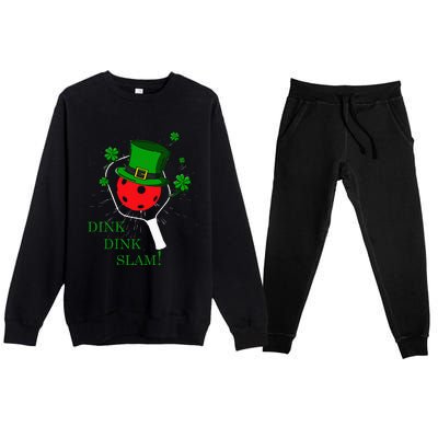 Pickleball St Patricks Day Lucky Pickleball Player Shamrock Premium Crewneck Sweatsuit Set