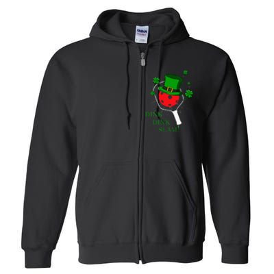 Pickleball St Patricks Day Lucky Pickleball Player Shamrock Full Zip Hoodie