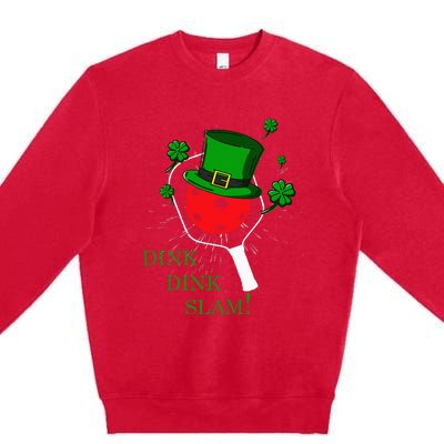 Pickleball St Patricks Day Lucky Pickleball Player Shamrock Premium Crewneck Sweatshirt