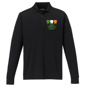 Ph St Patrick Day Irish Dental Teeth Lucky Gift For Dentist Great Gift Performance Long Sleeve Polo