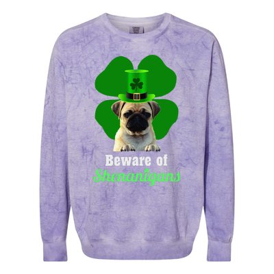 Pugs St. Patrick's Day Hat Funny Shenanigans Colorblast Crewneck Sweatshirt