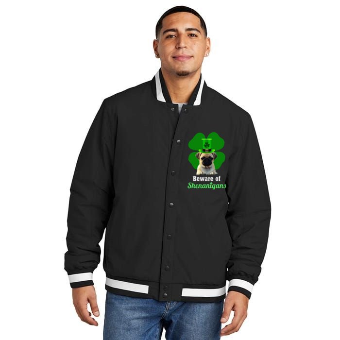 Pugs St. Patrick's Day Hat Funny Shenanigans Insulated Varsity Jacket