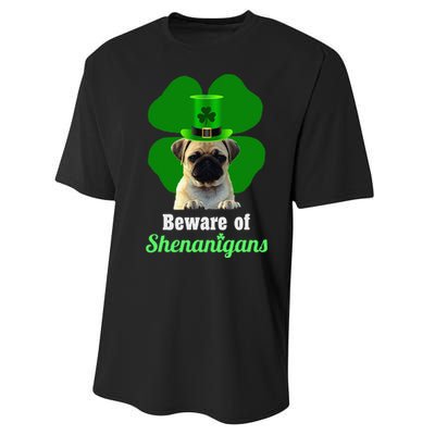 Pugs St. Patrick's Day Hat Funny Shenanigans Performance Sprint T-Shirt