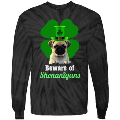 Pugs St. Patrick's Day Hat Funny Shenanigans Tie-Dye Long Sleeve Shirt