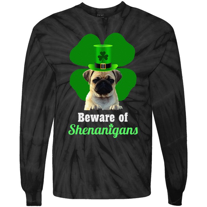 Pugs St. Patrick's Day Hat Funny Shenanigans Tie-Dye Long Sleeve Shirt