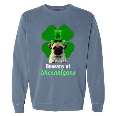 Pugs St. Patrick's Day Hat Funny Shenanigans Garment-Dyed Sweatshirt