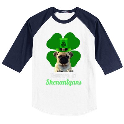 Pugs St. Patrick's Day Hat Funny Shenanigans Baseball Sleeve Shirt