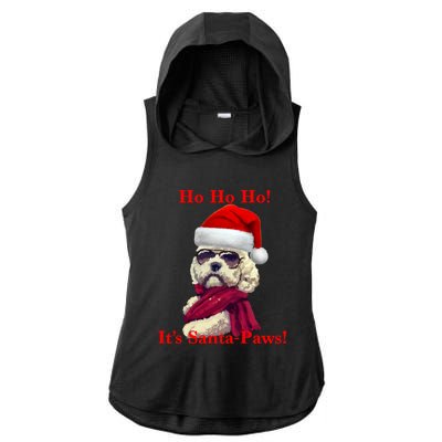 Poodle Santa Paws Gift Ladies PosiCharge Tri-Blend Wicking Draft Hoodie Tank