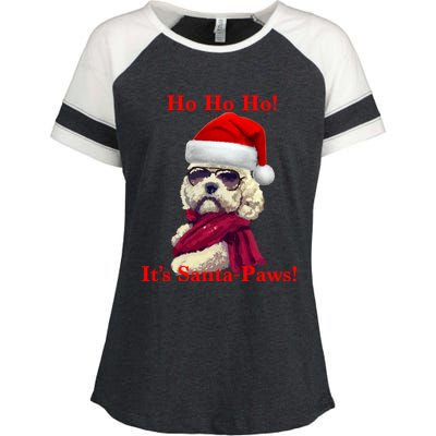 Poodle Santa Paws Gift Enza Ladies Jersey Colorblock Tee