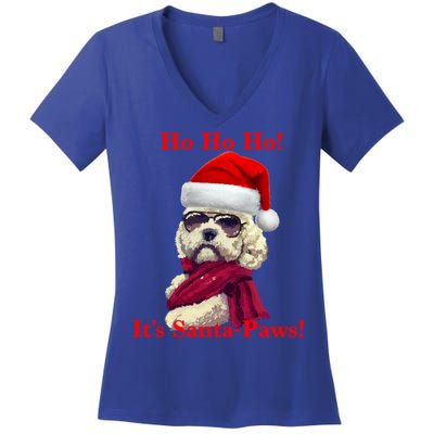 Poodle Santa Paws Gift Women's V-Neck T-Shirt