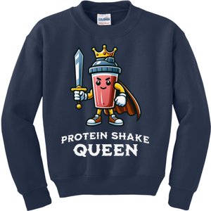 Protein Shake Queen Funny Healthy Drink Weightlifter Fitness Kids Sweatshirt