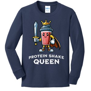 Protein Shake Queen Funny Healthy Drink Weightlifter Fitness Kids Long Sleeve Shirt