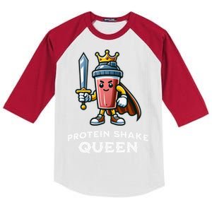 Protein Shake Queen Funny Healthy Drink Weightlifter Fitness Kids Colorblock Raglan Jersey