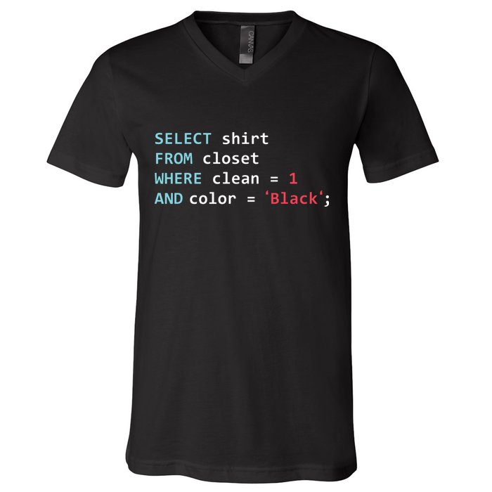 Programmer SQL Query Geek Database Coding V-Neck T-Shirt