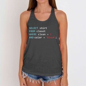 Programmer SQL Query Geek Database Coding Women's Knotted Racerback Tank