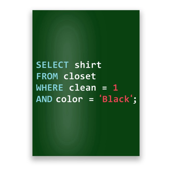 Programmer SQL Query Geek Database Coding Poster