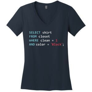 Programmer SQL Query Geek Database Coding Women's V-Neck T-Shirt