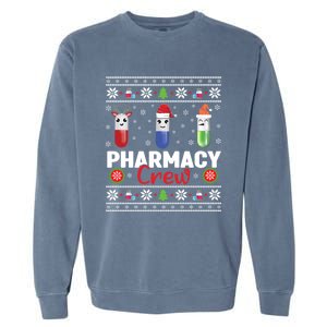 Pills Snow Reindeer Santa Claus Xmas Pharmacy Crew Great Gift Garment-Dyed Sweatshirt