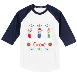 Pills Snow Reindeer Santa Claus Xmas Pharmacy Crew Great Gift Baseball Sleeve Shirt