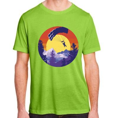 Parachute Skydiving Retro Sunset Adult ChromaSoft Performance T-Shirt