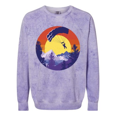 Parachute Skydiving Retro Sunset Colorblast Crewneck Sweatshirt