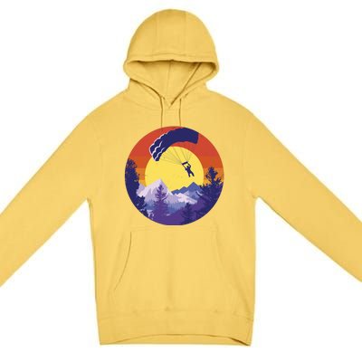 Parachute Skydiving Retro Sunset Premium Pullover Hoodie