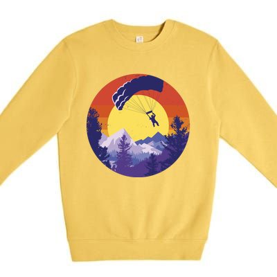 Parachute Skydiving Retro Sunset Premium Crewneck Sweatshirt