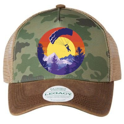 Parachute Skydiving Retro Sunset Legacy Tie Dye Trucker Hat