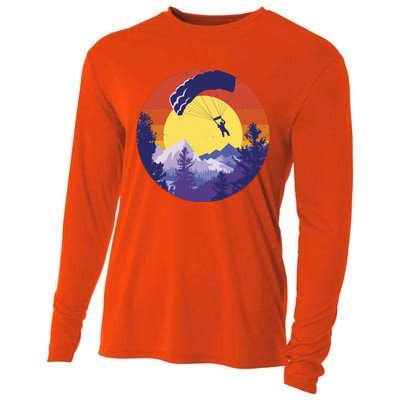 Parachute Skydiving Retro Sunset Cooling Performance Long Sleeve Crew