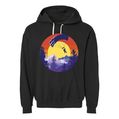 Parachute Skydiving Retro Sunset Garment-Dyed Fleece Hoodie