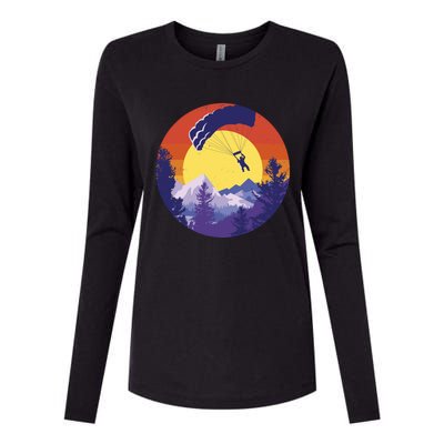 Parachute Skydiving Retro Sunset Womens Cotton Relaxed Long Sleeve T-Shirt