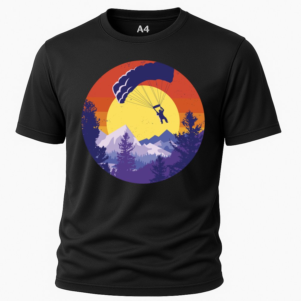 Parachute Skydiving Retro Sunset Performance Shirt