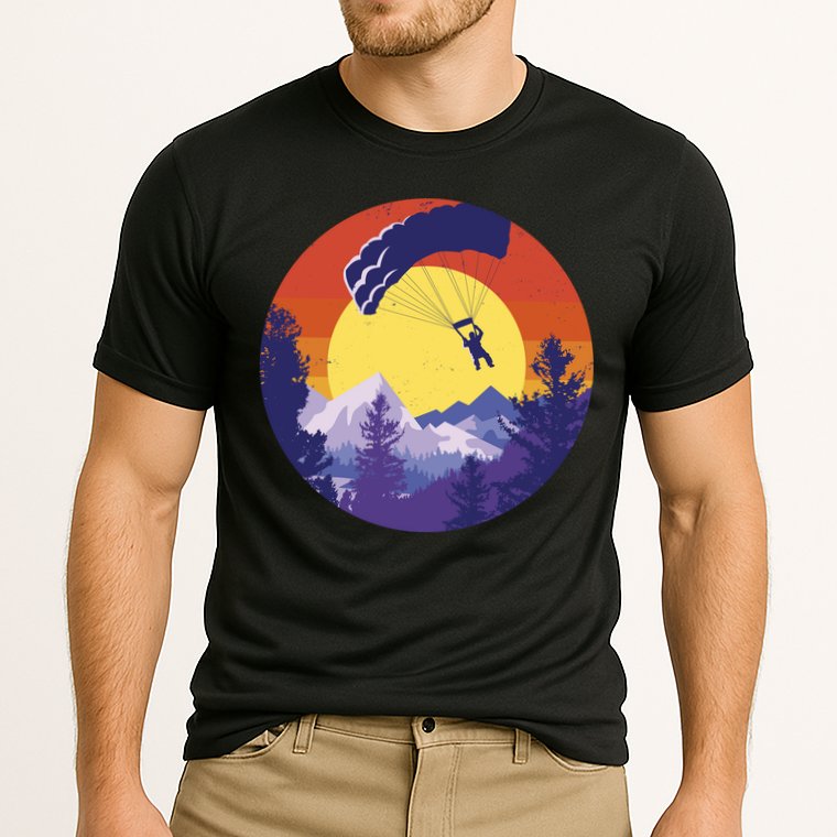 Parachute Skydiving Retro Sunset Performance Shirt
