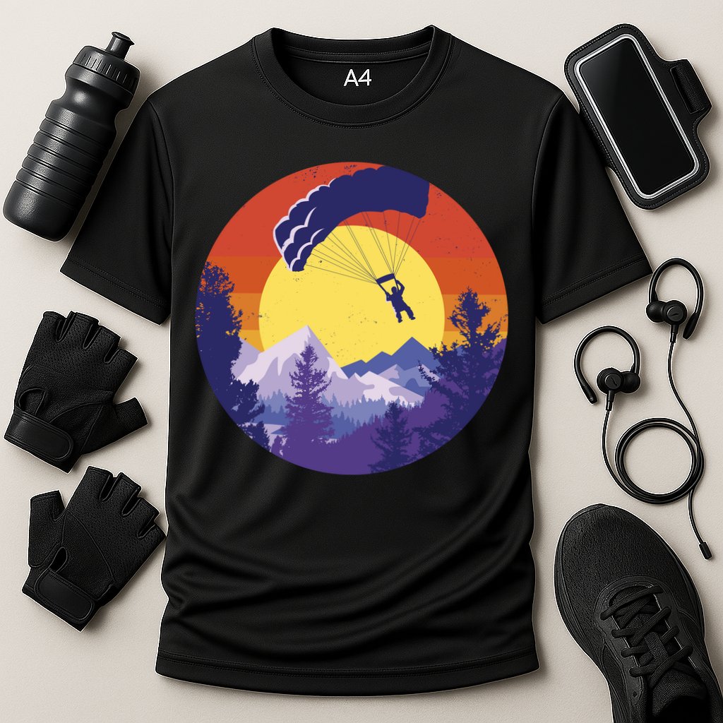 Parachute Skydiving Retro Sunset Performance Shirt