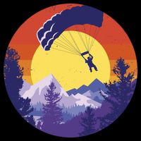 Parachute Skydiving Retro Sunset Performance Shirt