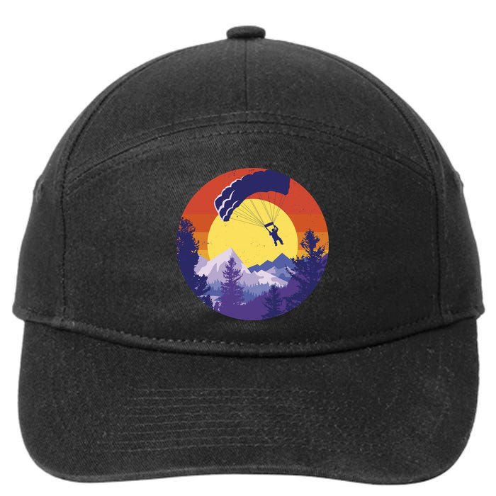 Parachute Skydiving Retro Sunset 7-Panel Snapback Hat