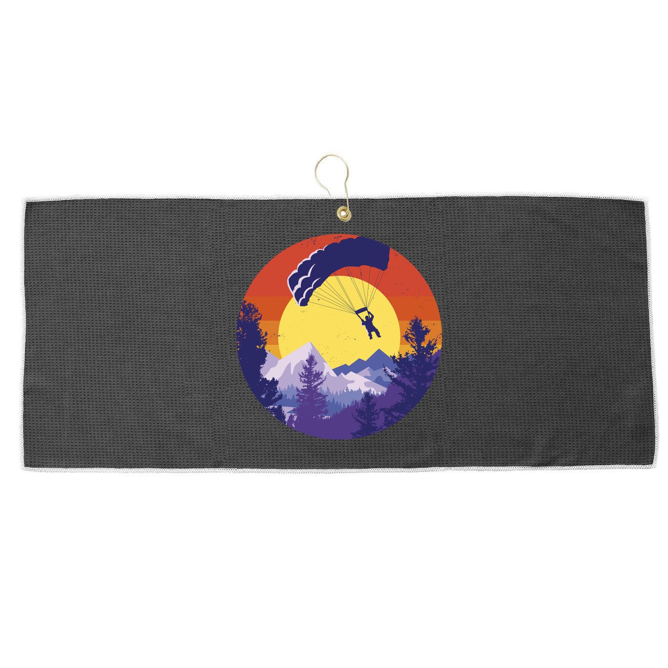 Parachute Skydiving Retro Sunset Large Microfiber Waffle Golf Towel