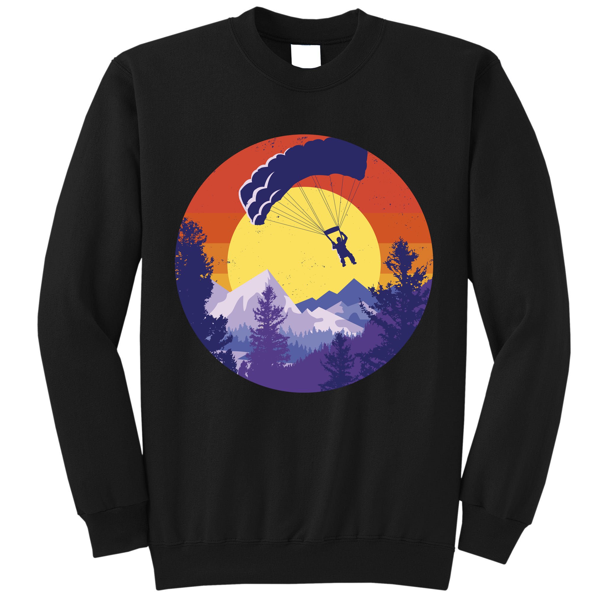 Parachute Skydiving Retro Sunset Tall Sweatshirt