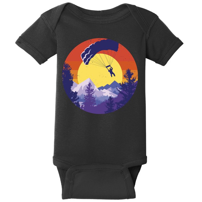 Parachute Skydiving Retro Sunset Baby Bodysuit