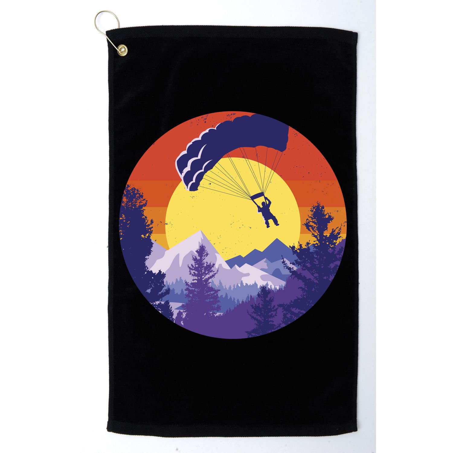 Parachute Skydiving Retro Sunset Golf Towel