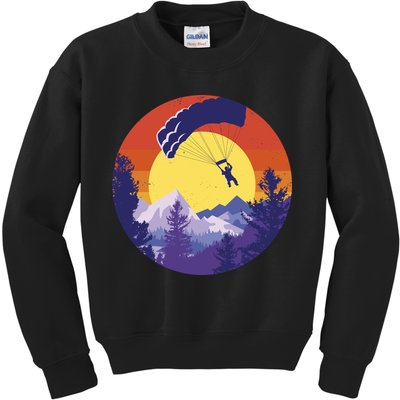 Parachute Skydiving Retro Sunset Kids Sweatshirt
