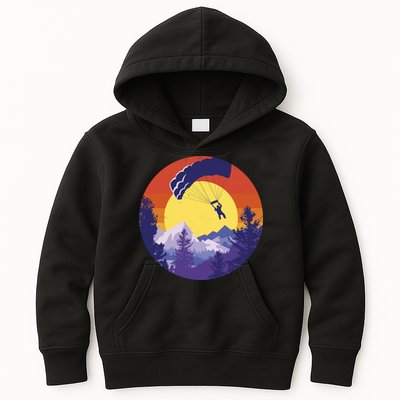 Parachute Skydiving Retro Sunset Kids Hoodie