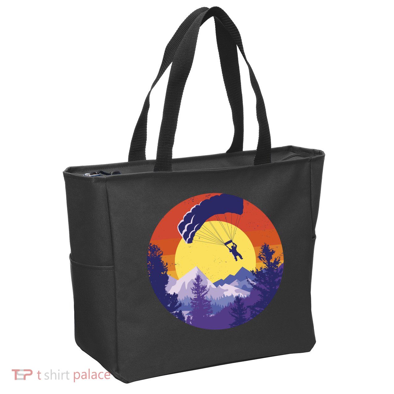 Parachute Skydiving Retro Sunset Zip Tote Bag