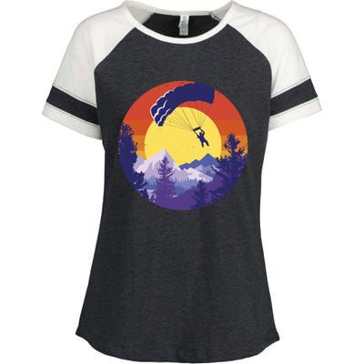 Parachute Skydiving Retro Sunset Enza Ladies Jersey Colorblock Tee