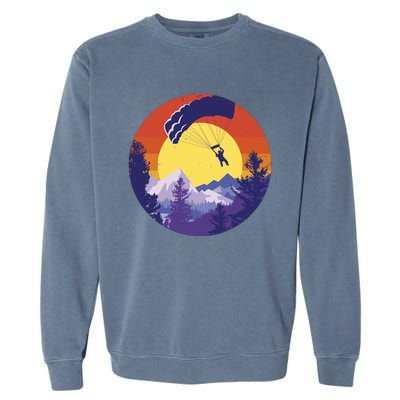 Parachute Skydiving Retro Sunset Garment-Dyed Sweatshirt