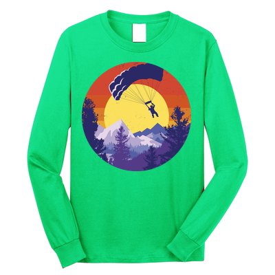 Parachute Skydiving Retro Sunset Long Sleeve Shirt