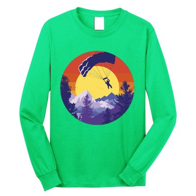 Parachute Skydiving Retro Sunset Long Sleeve Shirt